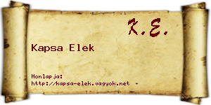 Kapsa Elek névjegykártya